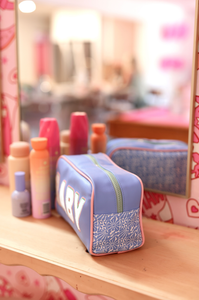 Jadelynn Brooke - Handle Cosmetic Bag - 'Baby' Embroidered (Blue/Matcha/Coral)