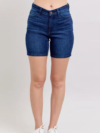 Judy Blue - V-Front Dark Wash Bermuda Shorts