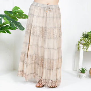 Young Threads - 7 Tier Crinkle Lace Patchwork Skirt
