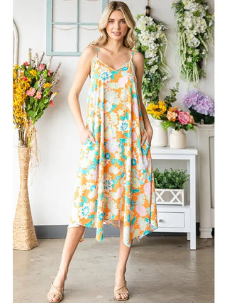 Heimish - Floral Midi Dress - Light Orange