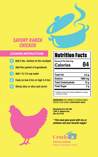 Crockstar Dinner Club - Savory Ranch Chicken 