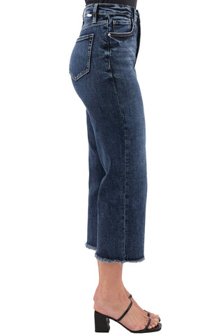 RFM - Chloe High Rise Wide Leg Cropped Frayed Jeans