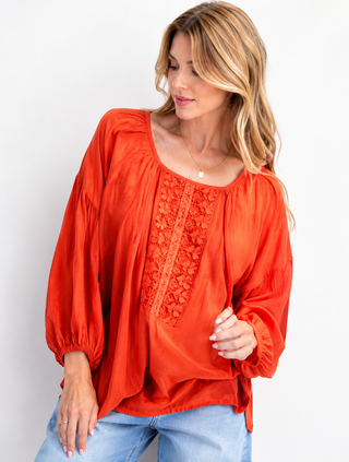 Easel - Long Sleeve Shirt - Rust