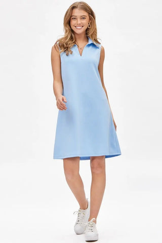 Dear Scarlett Scuba Collared Tank Dress Light Blue TRV-CRUISEP