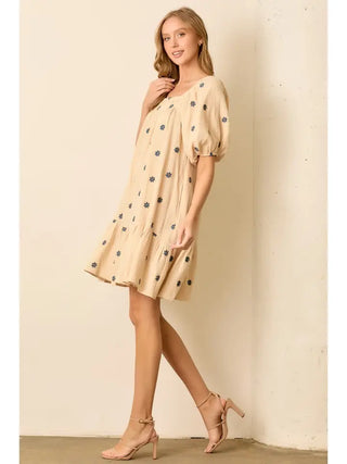 Floral Mini Dress Taupe