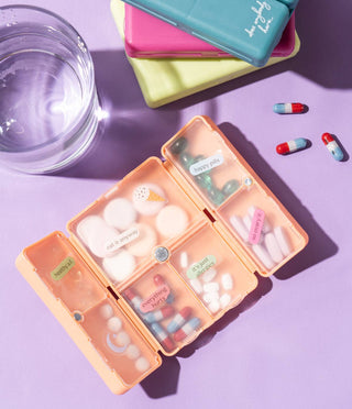 Crush “Everything’s Fine” Pill & Vitamin Organizer – Compact Travel Case with 7 Compartments