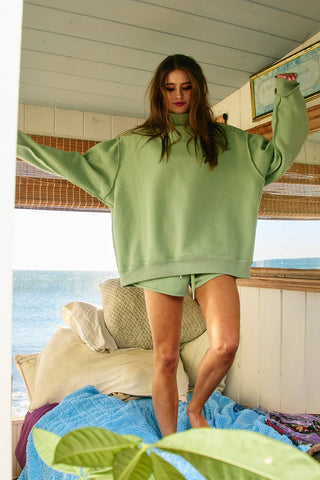 BUCKETLIST INC - IT2594-BLANK1 | Solid Reversible Mock Neck Sweatshirt Top