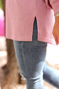 Ready or Not Waffle Quarter Zip – Dusty Rose