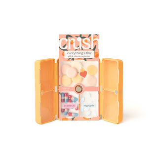 Crush “Everything’s Fine” Pill & Vitamin Organizer – Compact Travel Case with 7 Compartments