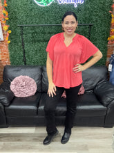 Load image into Gallery viewer, Sew in Love V Neck Tee-Coral

