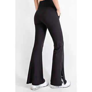 Rae Mode V Waist Flared Yoga Pants with Pockets - Black
