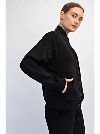 Rae Mode Button Front Lounge Cardigan Black