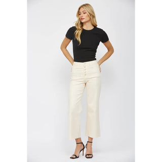 Mica Super High Rise Wide Leg Denim – Cream | Chic Boutique Jeans