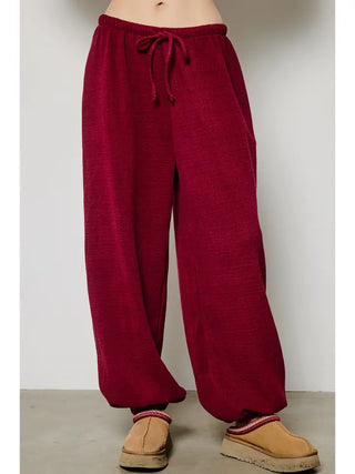 Charlotte Avery Soft Ribbed Knit Pants, Burgundy