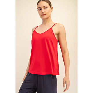 Rae Mode V-Neck Active Tank Top for Women - Red