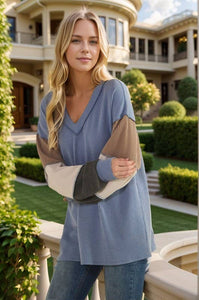 HEIMISH - LONG SLEEVE URBAN RIB COLOR BLOCK TOP