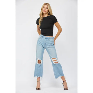 Mica Denim 90S Vintage Crop Flare - Dusty Indigo
