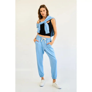 The Greii - Cozy Relaxed Fit Joggers - Sky Blue