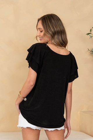 Sew In Love No Wrinkle Short sleeve Flutter Top