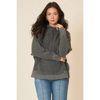 Ultra Soft Knit Pullover Hoodie Sweater, Charcoal