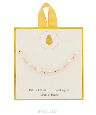 Peart & Metal Ball Chain Bracelet