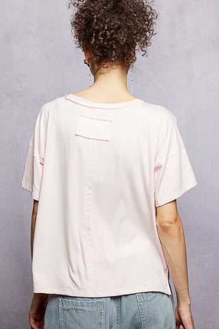 Pol Relaxed Boxy Short Sleeve Tee Light Pink