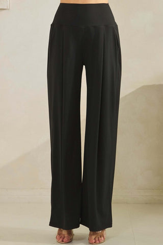 Yelete CloudFlex Activewear High Rise Wide-Leg Palazzo Pants- Black