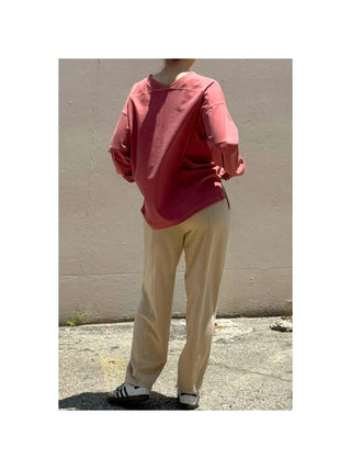 Rae Mode Oversized V-Neck Long Sleeve Tee Winter Berry