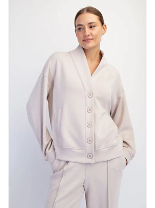 Rae Mode Button Front Lounge Cardigan Mocha Cream