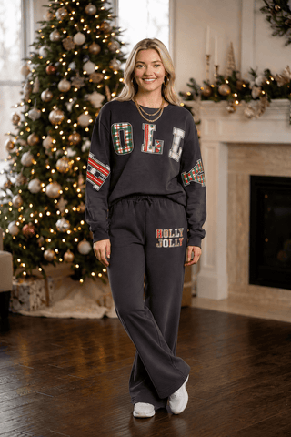 Holly Jolly Patch Charcoal Sweatshirt