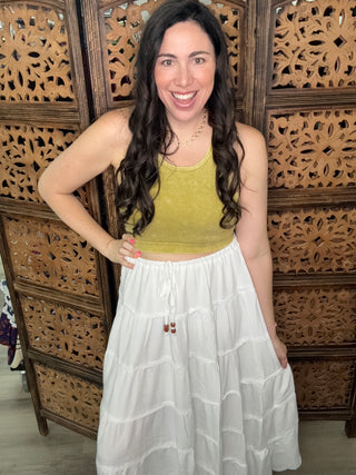 White Birch Boho Maxi Skirt White