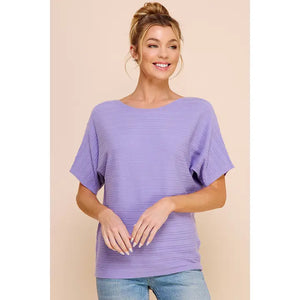 Allie Rose Soft Variegated Rib Fine Gauge Top-Iris