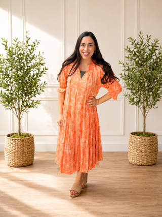 Easel - Tangerine Midi Dress