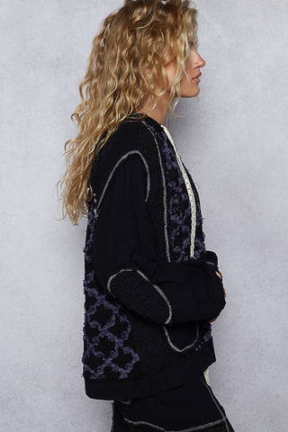 POL Floral Lace Hoodie - Black