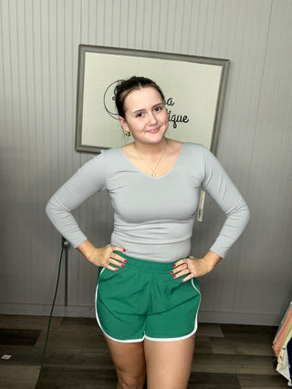 Rae Mode Accent Stripe Athletic Short- Green