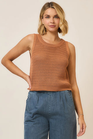 Cozy Co. - Open Knit Cotton Sleeveless Top