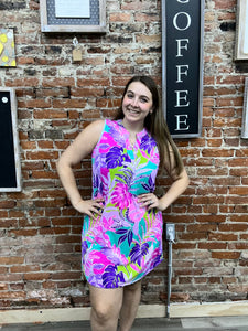 Dear Scarlett Pink Purple and Green Floral Dress LIZTDRESS-C0066