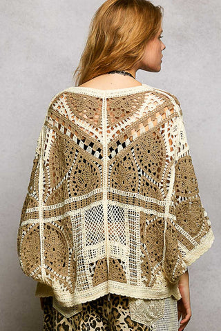 Pol Open Crochet Boho Cardigan Mocha – Statement Layer with Ease