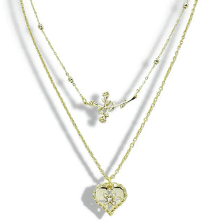 Cross Rose Layer Necklace