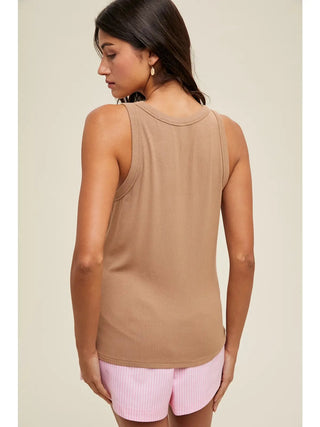 Wishlist Basic Scoop Neck Ribbed Knit Tank