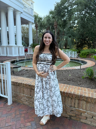 Allie Rose Printed Chiffon Ruched and Tiered Babydoll Dress