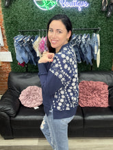 Load image into Gallery viewer, White Birch Sweatshirt with Floral Detailing
