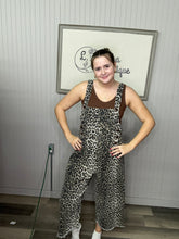Load image into Gallery viewer, Easel Cheetah print denim overalls
