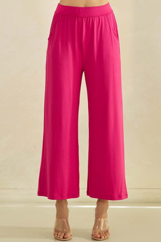 UltraCozy Peach Skin Wide Leg Pants - Fuschia