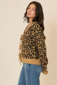 Cozy Co Animal Print Front Tie Soft Knit Cardigan – Statement Layer