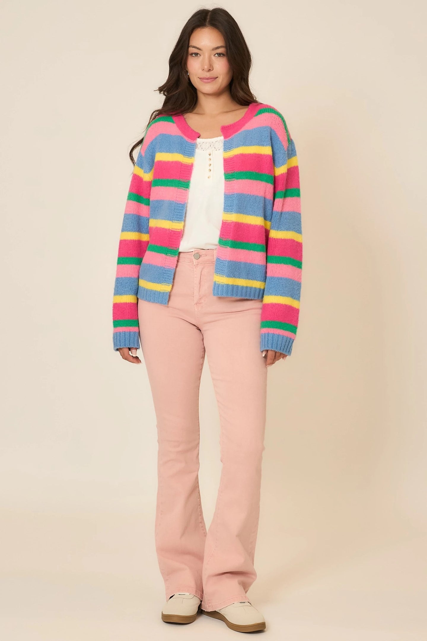 Cozy Co Color Block Knit Cardigan – Soft Stretch Layer
