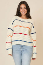Load image into Gallery viewer, Cozy Co Boatneck Multi Color Stripe Knit Sweater – 100% Acrylic

