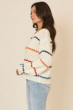 Load image into Gallery viewer, Cozy Co Boatneck Multi Color Stripe Knit Sweater – 100% Acrylic
