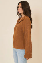 Load image into Gallery viewer, Cozy Co High Neck Zip-Up Ribbed Knit Sweater – Acrylic Cotton Blend
