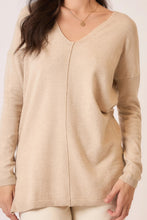 Load image into Gallery viewer, Cozy Co Soft Fine Knit Exposed Seam V-Neck Sweater – Viscose Blend
